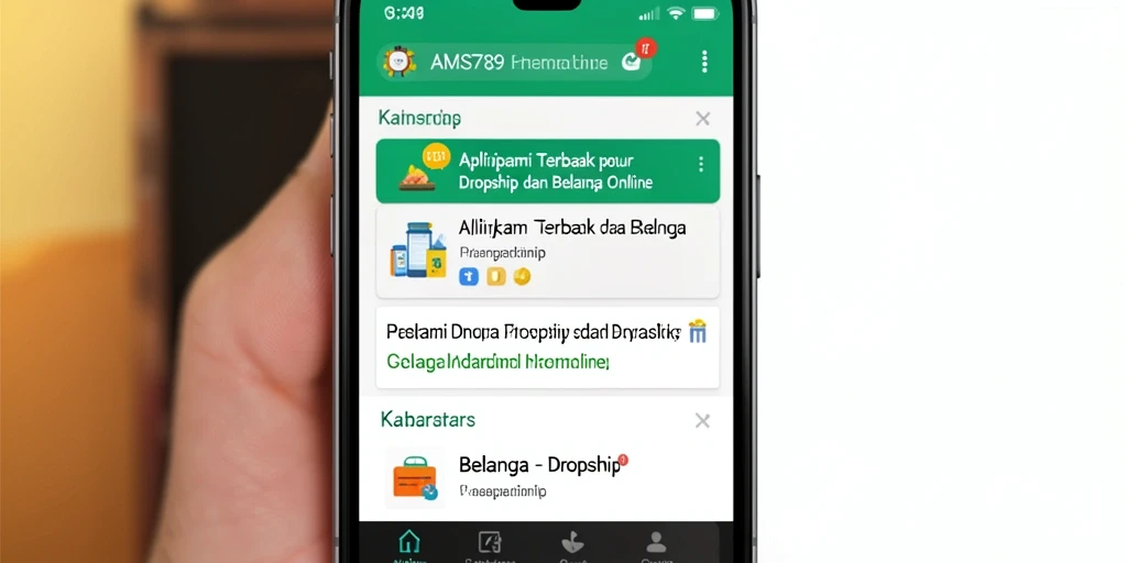 Tampilan antarmuka aplikasi AMS789 untuk dropship yang intuitif dan praktis.