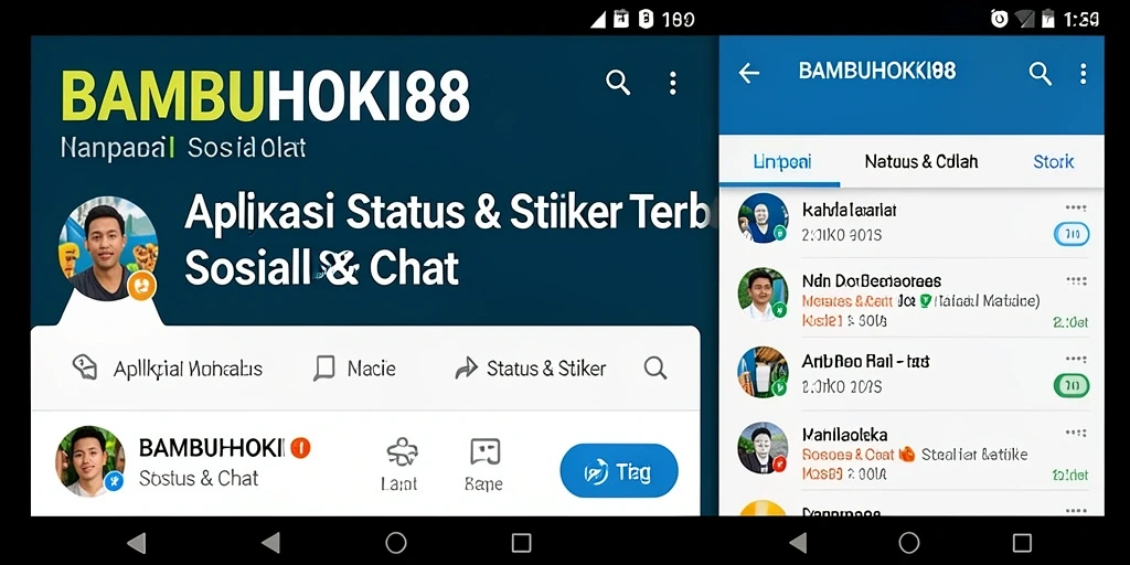 Antarmuka menarik dengan berbagai pilihan stiker kreatif.