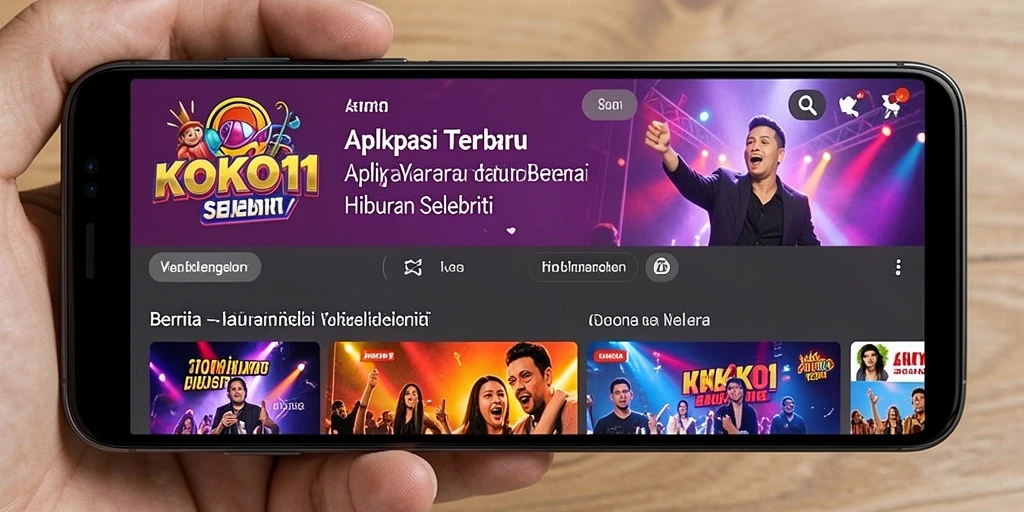 Screenshot aplikasi KOKO11 menampilkan berita hiburan terbaru.