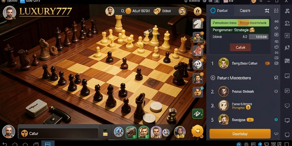 Screenshot antarmuka LUXURY777 dengan fungsi permainan catur yang menarik.