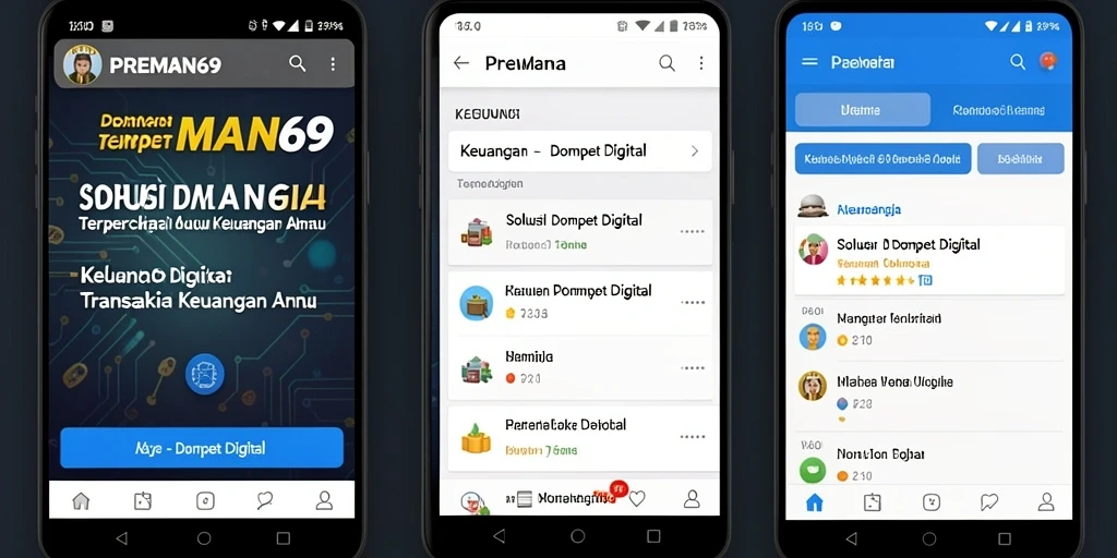 Tampilan antarmuka aplikasi PREMAN69 yang modern dan fungsional.