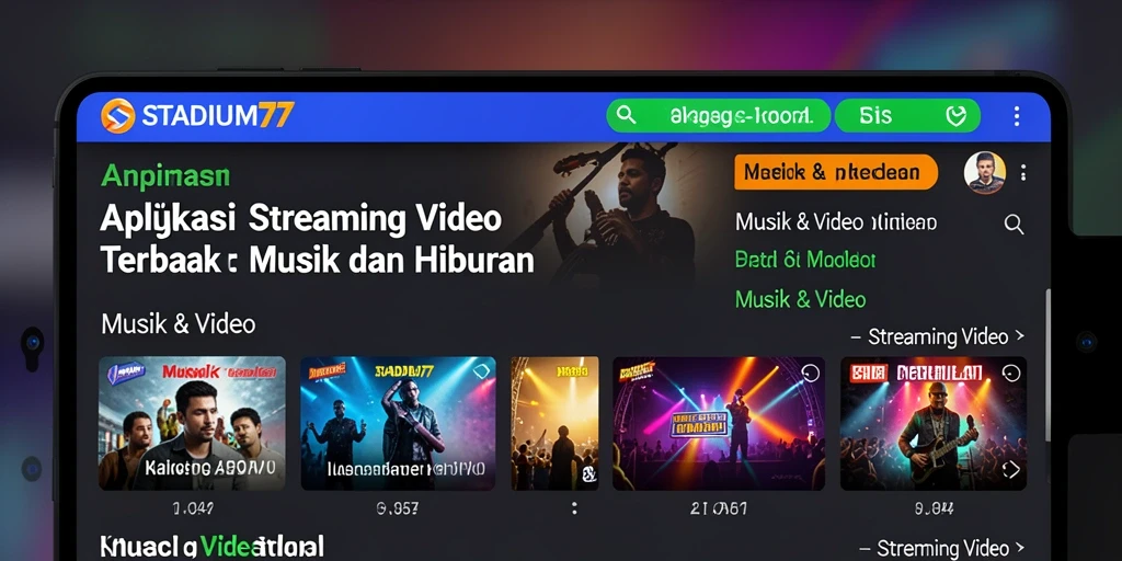 Screenshot antarmuka STADIUM77 saat streaming video musik.